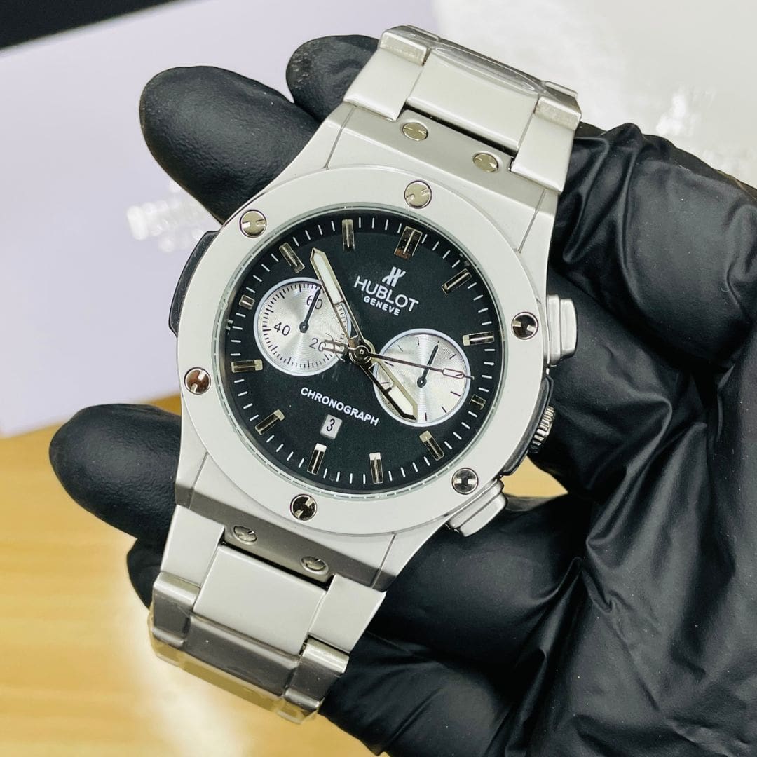 HB Premium – Silver Chain Black Dial