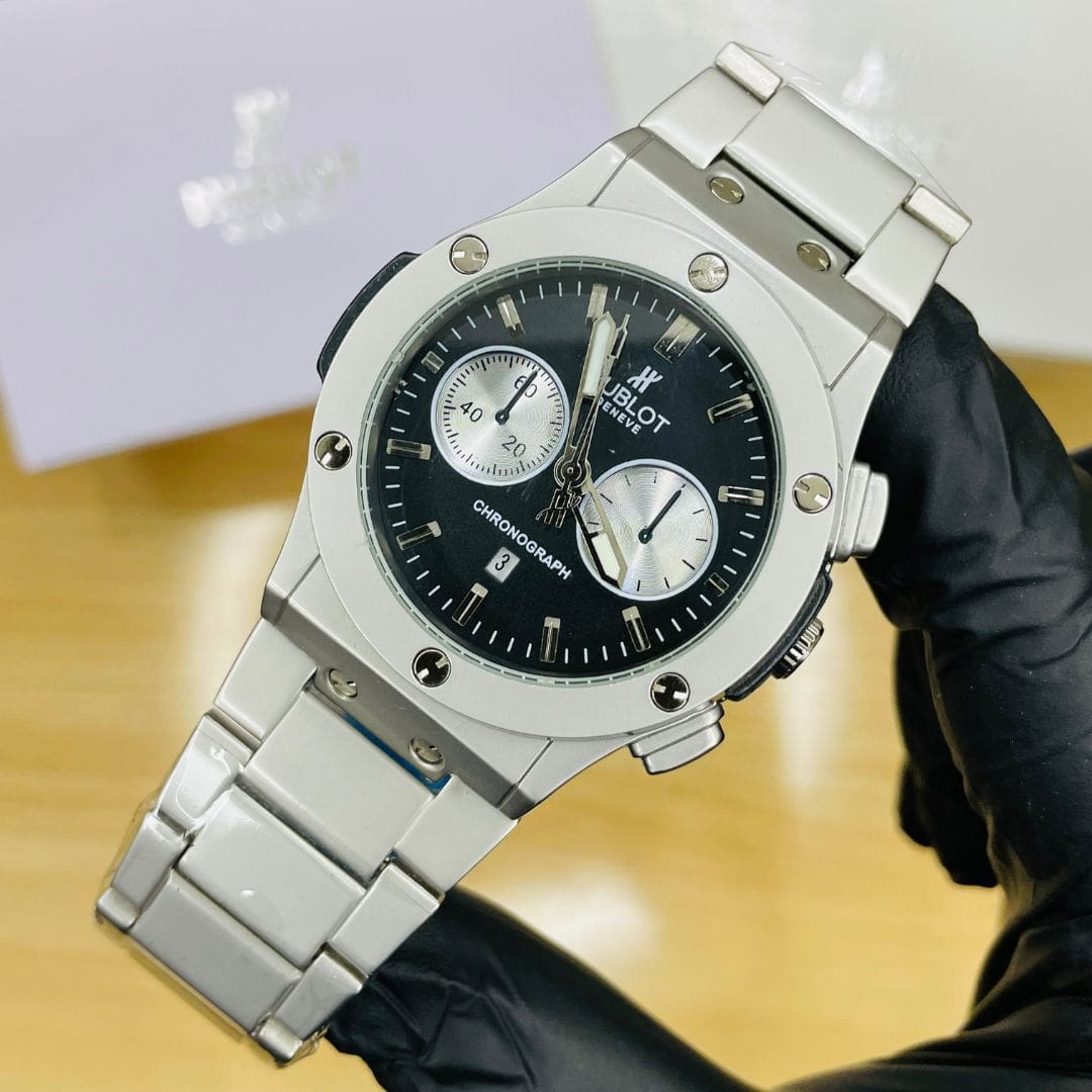 HB Premium – Silver Chain Black Dial