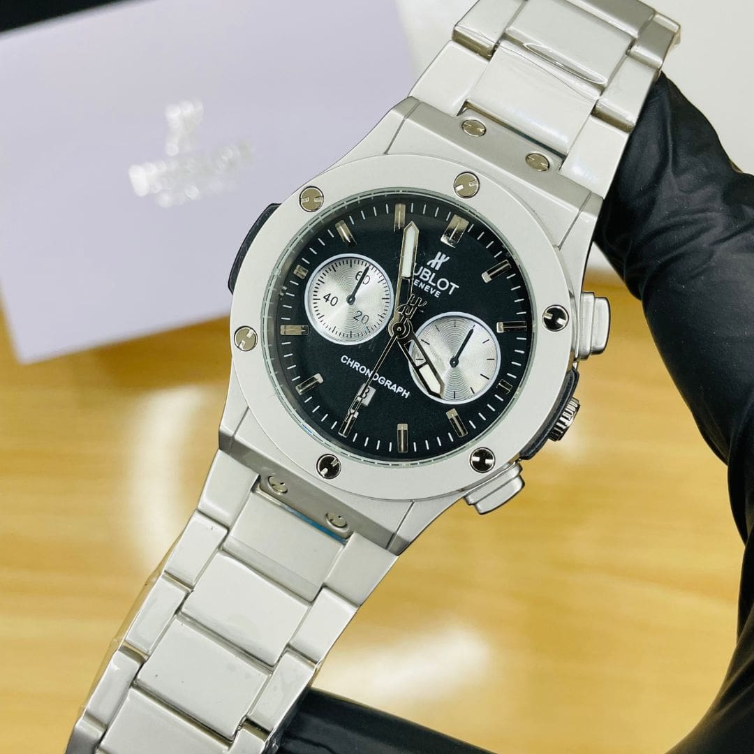 HB Premium – Silver Chain Black Dial