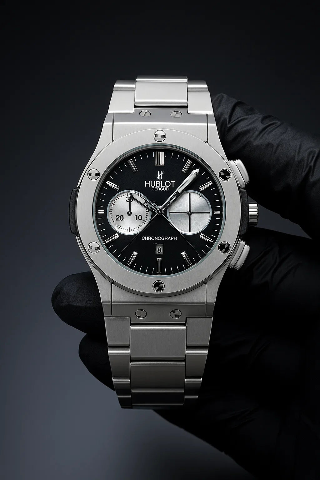 HB Premium – Silver Chain Black Dial